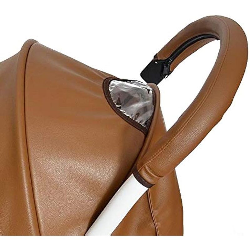 Removable Zipper PU Leather Bumper Handlebar Sleeve for Baby Stroller Dust-Proof Cover Armrest Bumper Protect Case Specifical for Babyzen yoyo (Brown) - Image 1